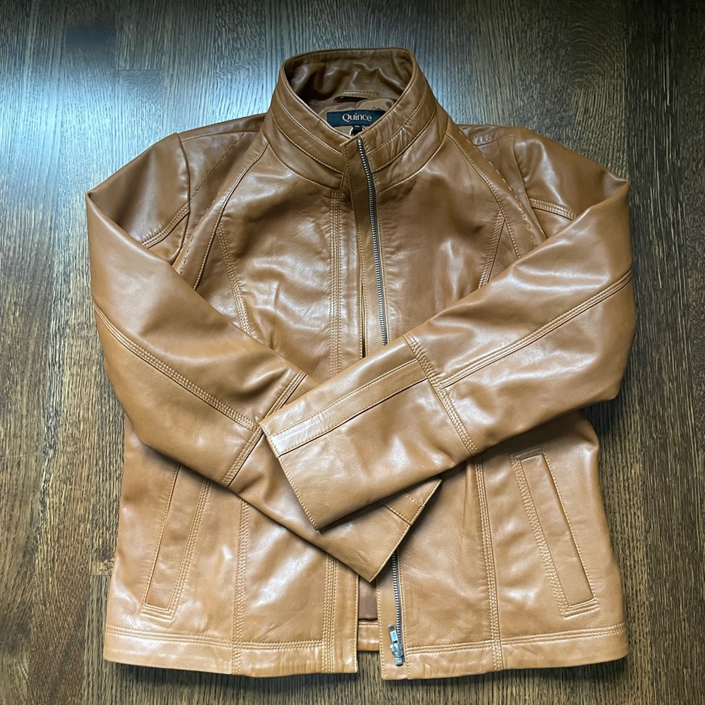 100% Leather Stand-Collar Jacket from Quince